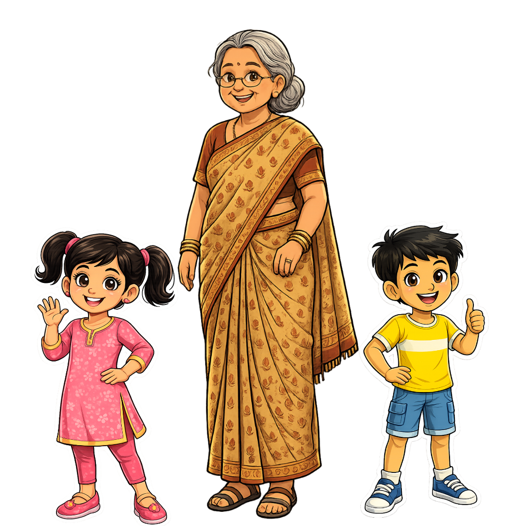 Dadi Pushpa, Radhika & Pinku